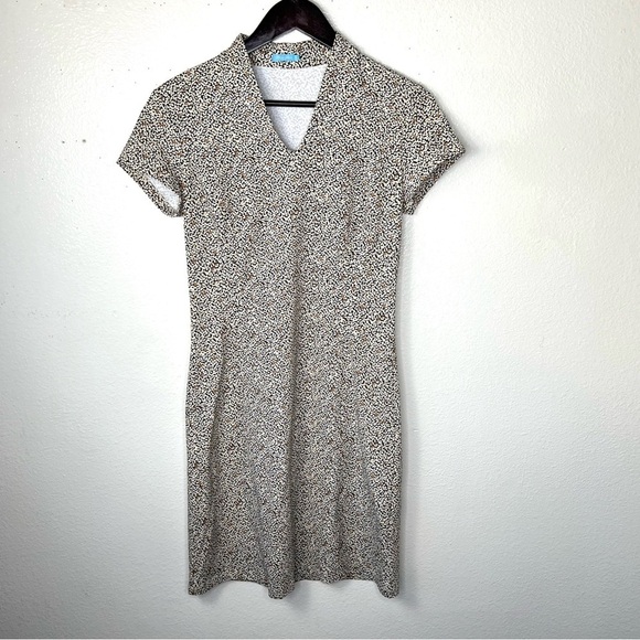 J. MCLAUGHLIN Catalina Abstract Leopard Shift Dress Tan Brown Size XS - Picture 1 of 13